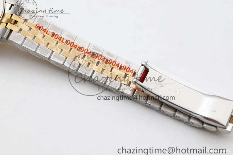 1219 Bright Lady DateJust 28 SS YG TWF Diamonds Bezel 1:1 Best Edition Green Dial Roman Markers on Jubilee Bracelet NH 2135